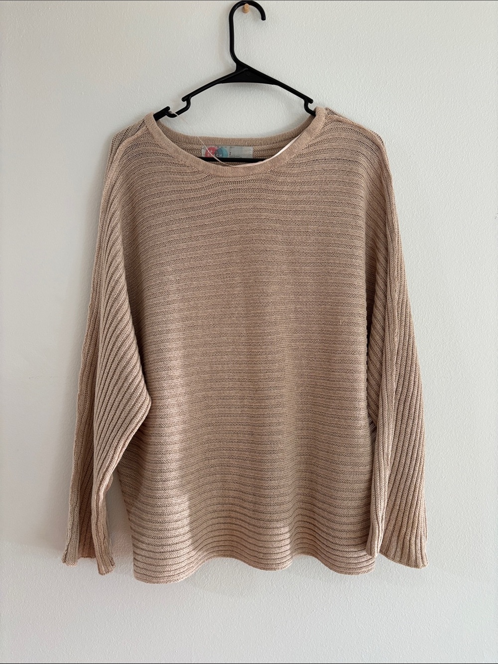 Free People Beach Imogene Sweater Size Medium Tan Ribbed Oversized Open Knit - Picture 3 of 8